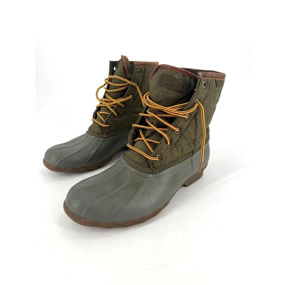 Sperry Saltwater Duck Boot Mens 10.5 Olive Quilted Waterproof STS23073 Gorpcore